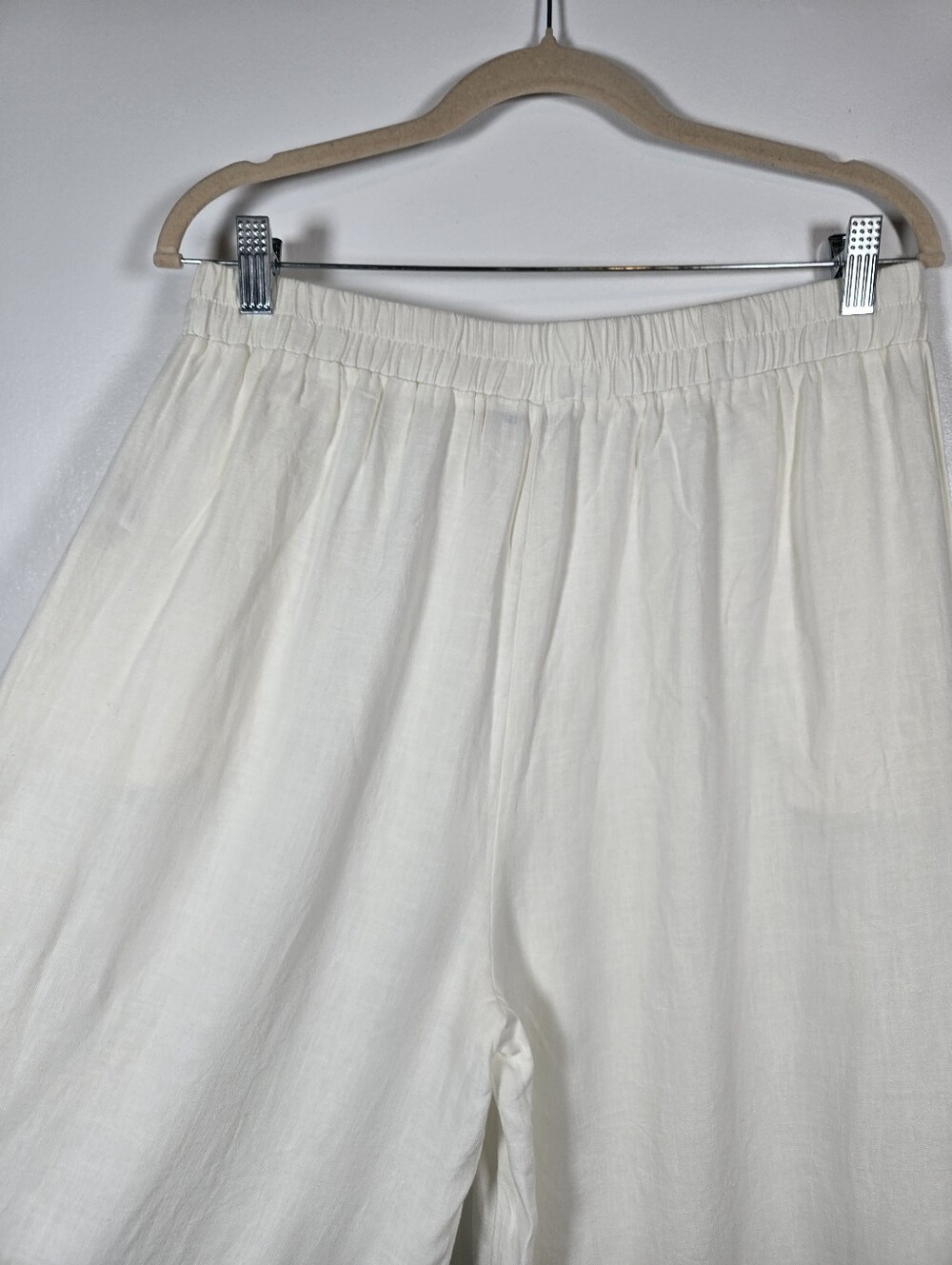 Hunter & Brown Off White Linen Blend Lightweight Wide Leg Pants Size Large - Picture 8 of 13